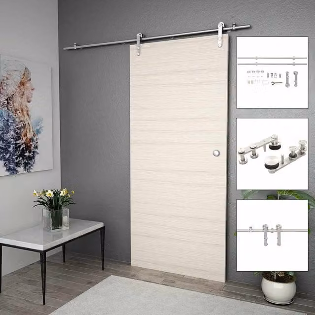 Berkfield Home Sliding Door Hardware Kit, Stainless Steel, Silver, 183 cm