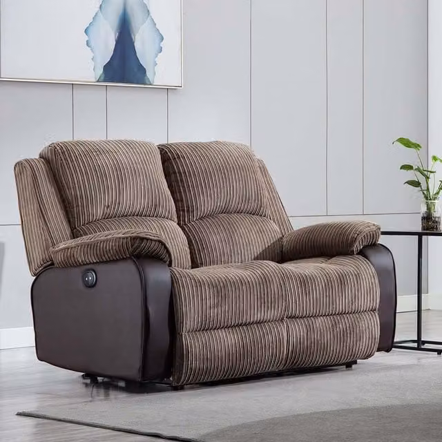 More4Homes Postana 2 Seater Electric High Back Jumbo Cord Fabric Recliner Sofa in Brown – 1