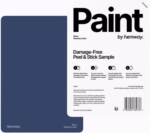 Hemway Chalk Based Furniture Paint A5 Sample in Blueberry Blue
