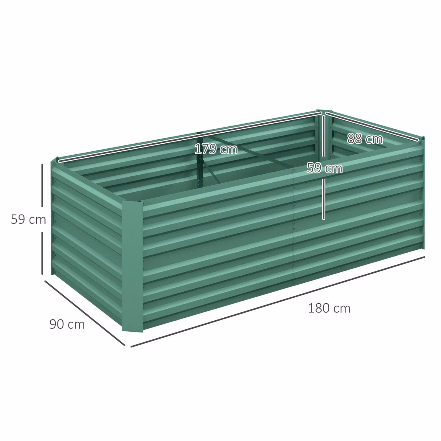 Outsunny Galvanised Steel Raised Garden Bed in Light Green, W: 180 cm, D: 90 cm, H: 59 cm – 2