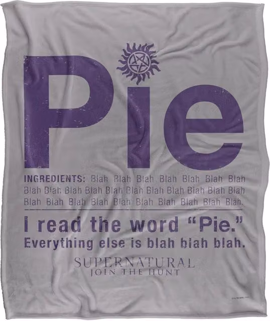 Supernatural Pie Officially Licensed Silky Touch Super Soft Throw Blanket in White, W: 152 cm, D: 127 cm – 1