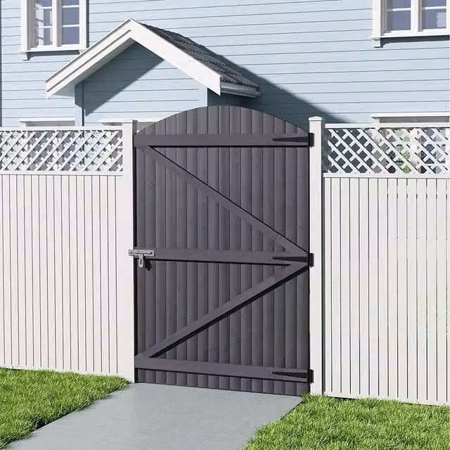 Lifeideas Grey Wooden Arch Garden Gate, H: 150 cm, W: 105 cm