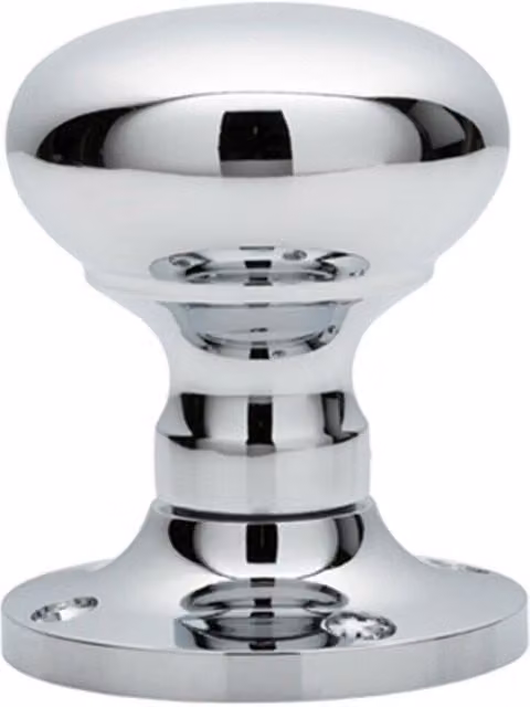Loops Mushroom Mortice Door Knob Unsprung Pair, 52mm Diameter, Polished Chrome