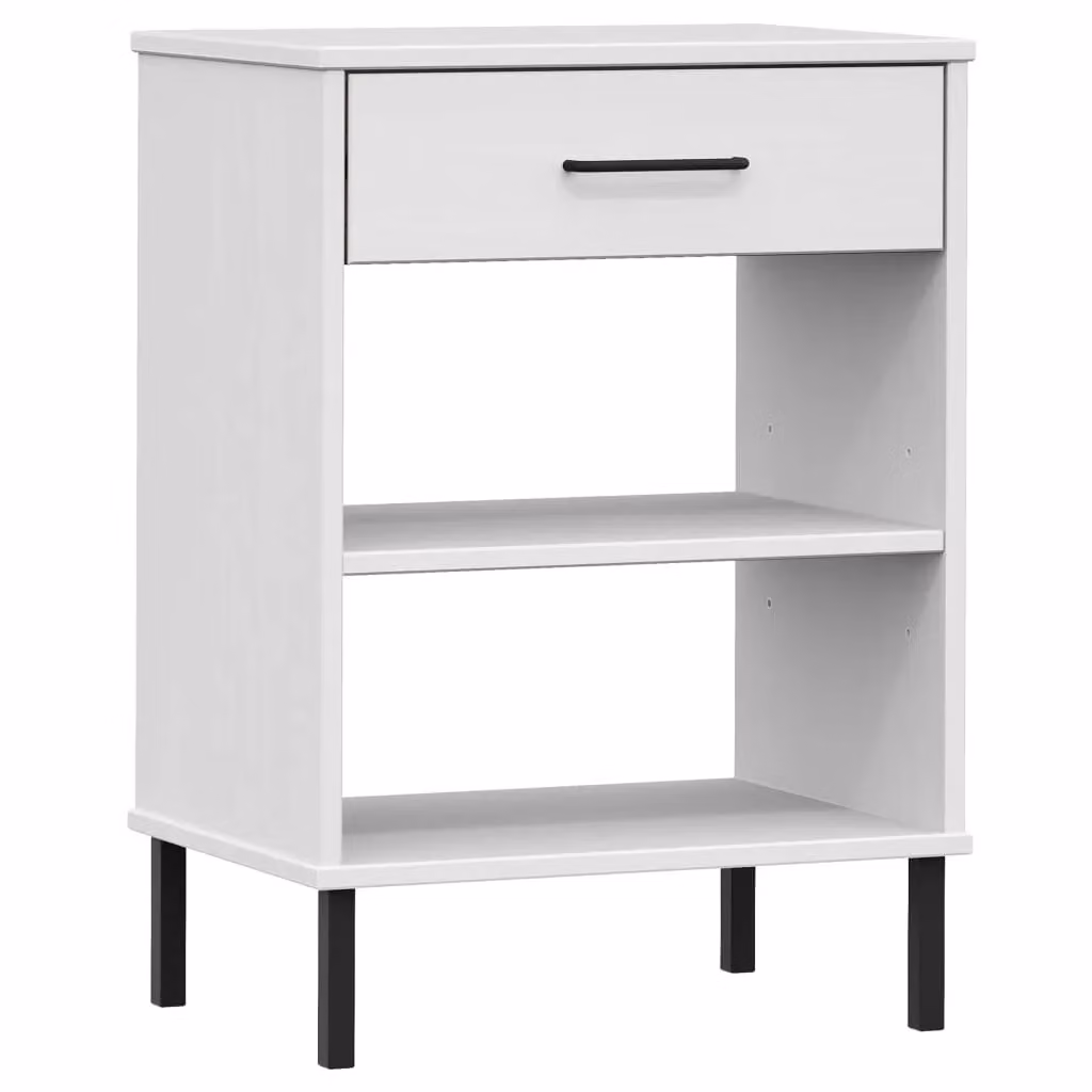 Berkfield Home Oslo Console Cabinet in White Solid Pine Wood with Metal Legs – 2