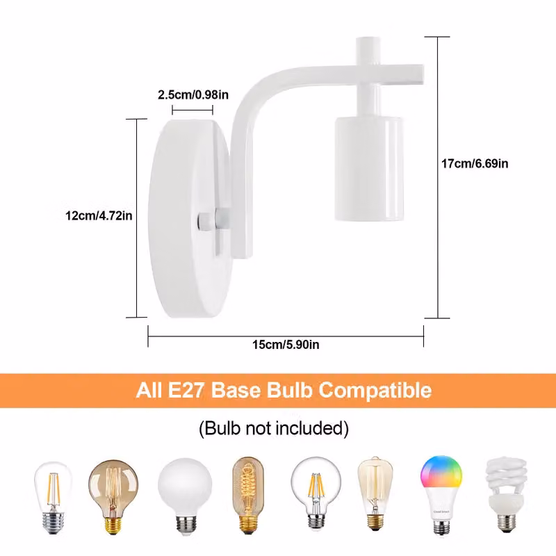 COMELY 2 Pack White Industrial Metal Wall Lights with E27 Up and Down Lighting – 3