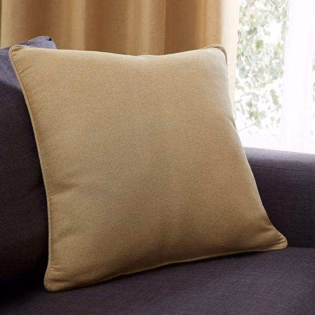 Terrys Plain Square Cotton Filled Cushion, Yellow, W/D/H: 43 x 43 x 43 cm
