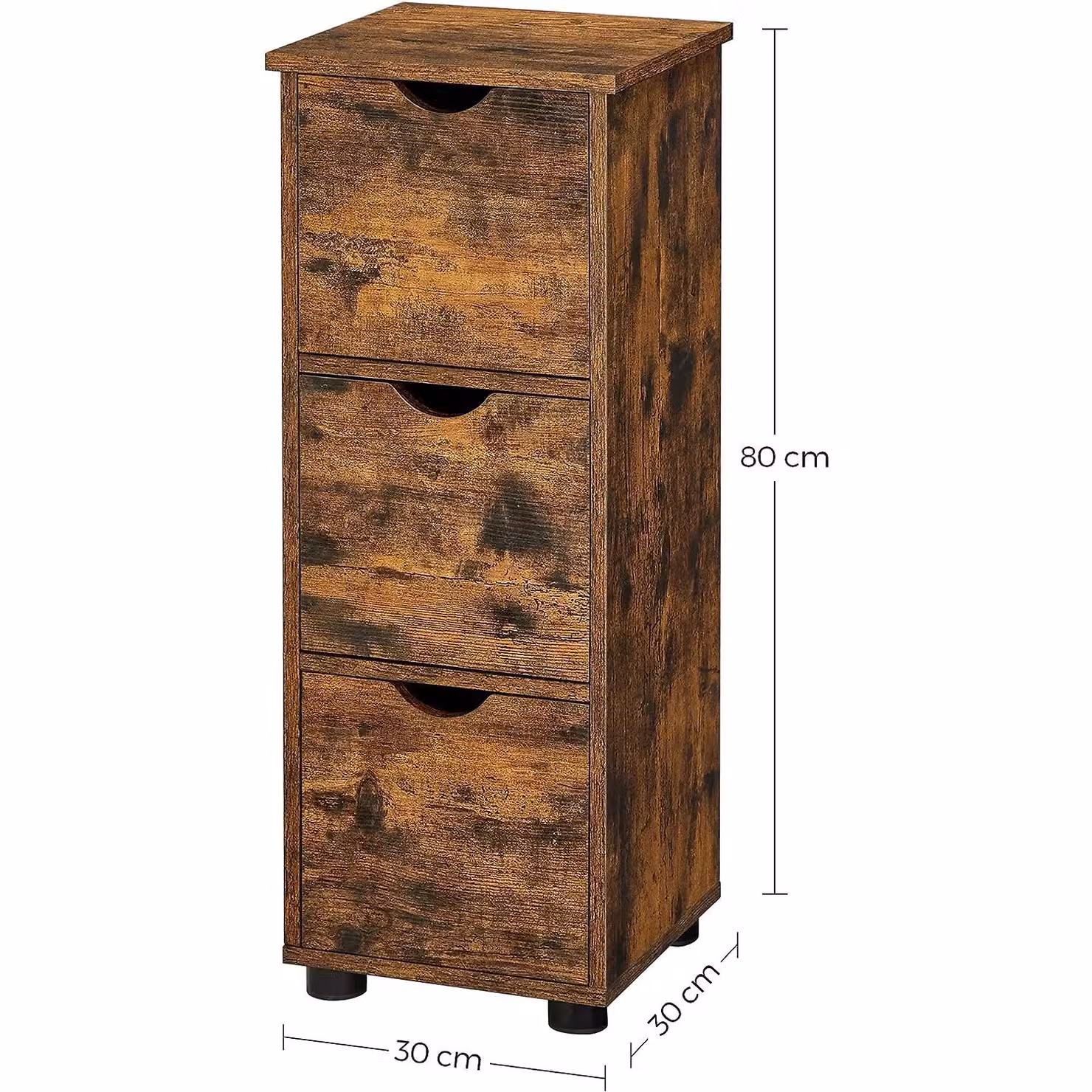 VASAGLE Rustic Brown Bathroom Storage Tower Cabinet with 3 Drawers – 2
