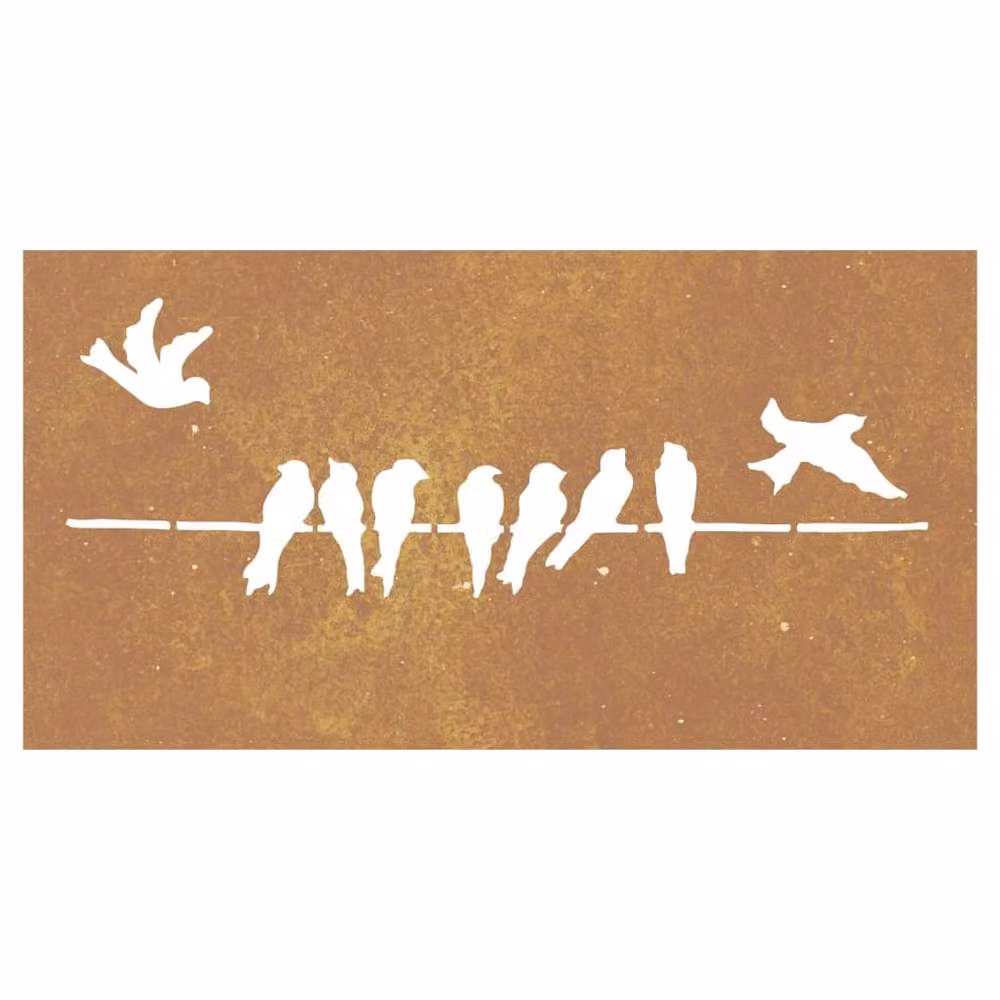 Berkfield Home Brown Corten Steel Bird Design Garden Wall Decoration W: 105 cm, H: 55 cm – 3