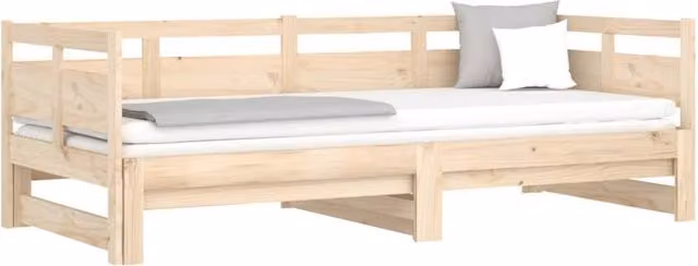 Berkfield Home Solid Wood Pine Pull-out Day Bed in Natural, W/D/H: 160 x 203.5 x 66 cm – 1