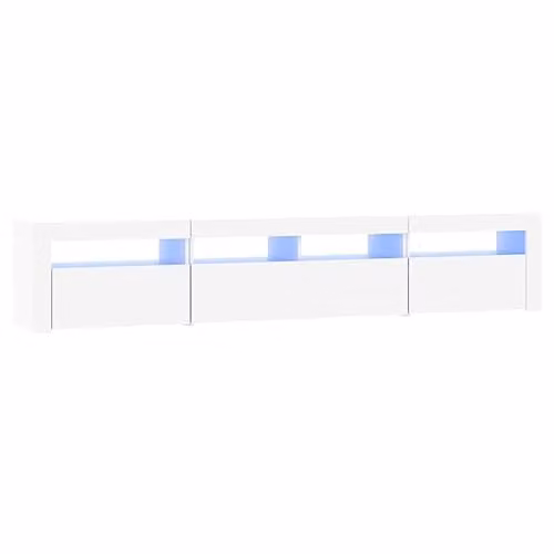 vidaXL Modern TV Cabinet with LED Lights in White, W: 210 cm, D: 40 cm, H: 35 cm – 1