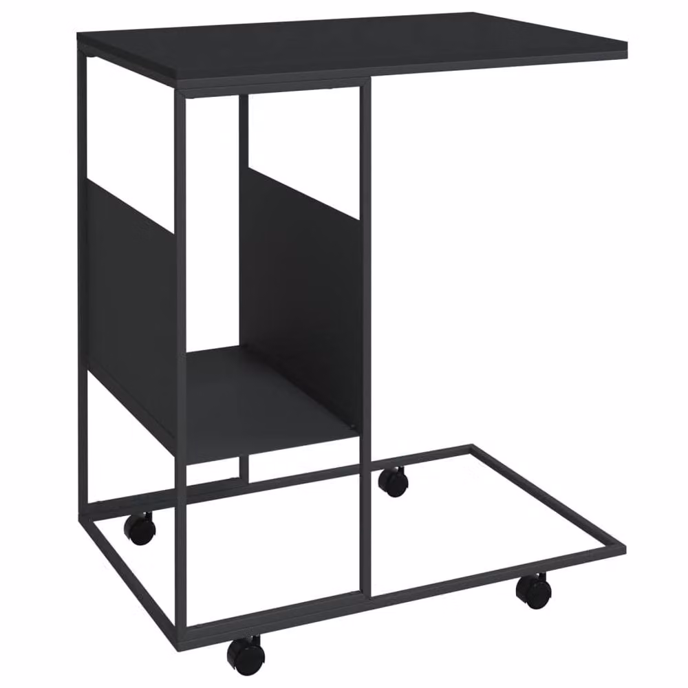 Berkfield Home Black Modern Side Table with Castors, W/D/H: 55 x 36 x 63.5 cm – 2