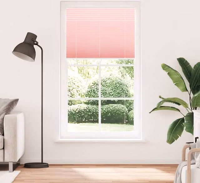Berkfield Home Pink Single Pleat Polyester Semi-Transparent Blind, W: 110 cm, H: 200 cm