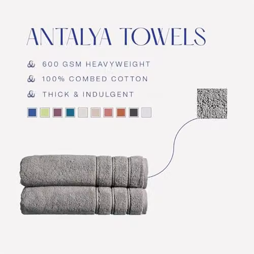 Christy Antalya 6 Piece Luxury Turkish Cotton Towel Set in Grey, 600GSM – 3