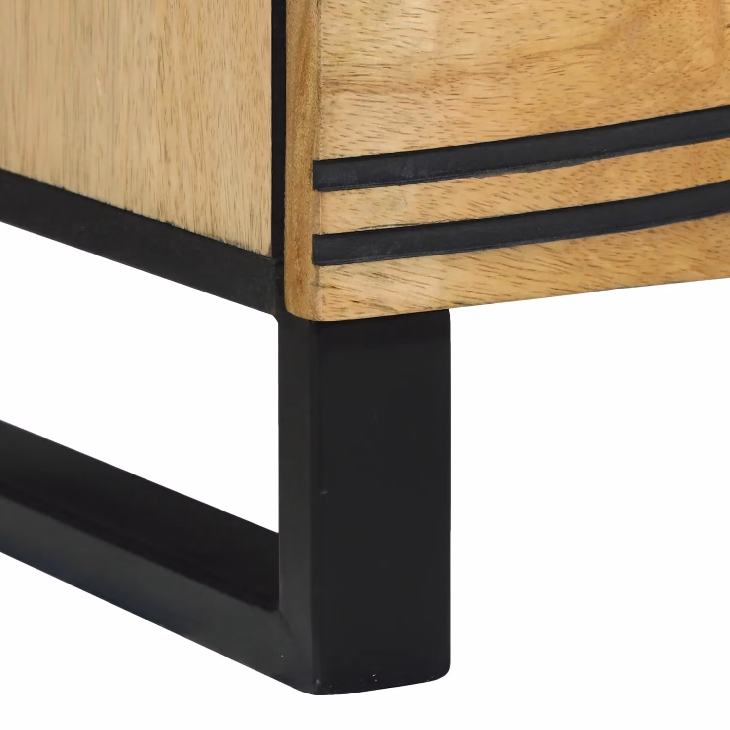 Berkfield Home Modern Mango Wood TV Cabinet in Beige and Black, W: 100 cm, D: 33.5 cm, H: 46 cm – 6