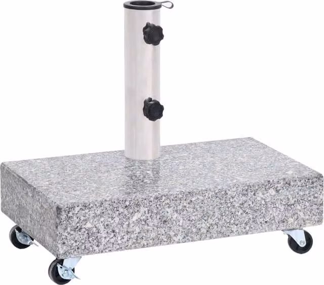 Berkfield Home Granite Parasol Base in Light Grey, W/D/H: 45 x 25 x 8.3 cm