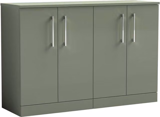 Balterley Level 1200mm 4 Door Floor Standing Bathroom Vanity Unit with Worktop in Satin Green
