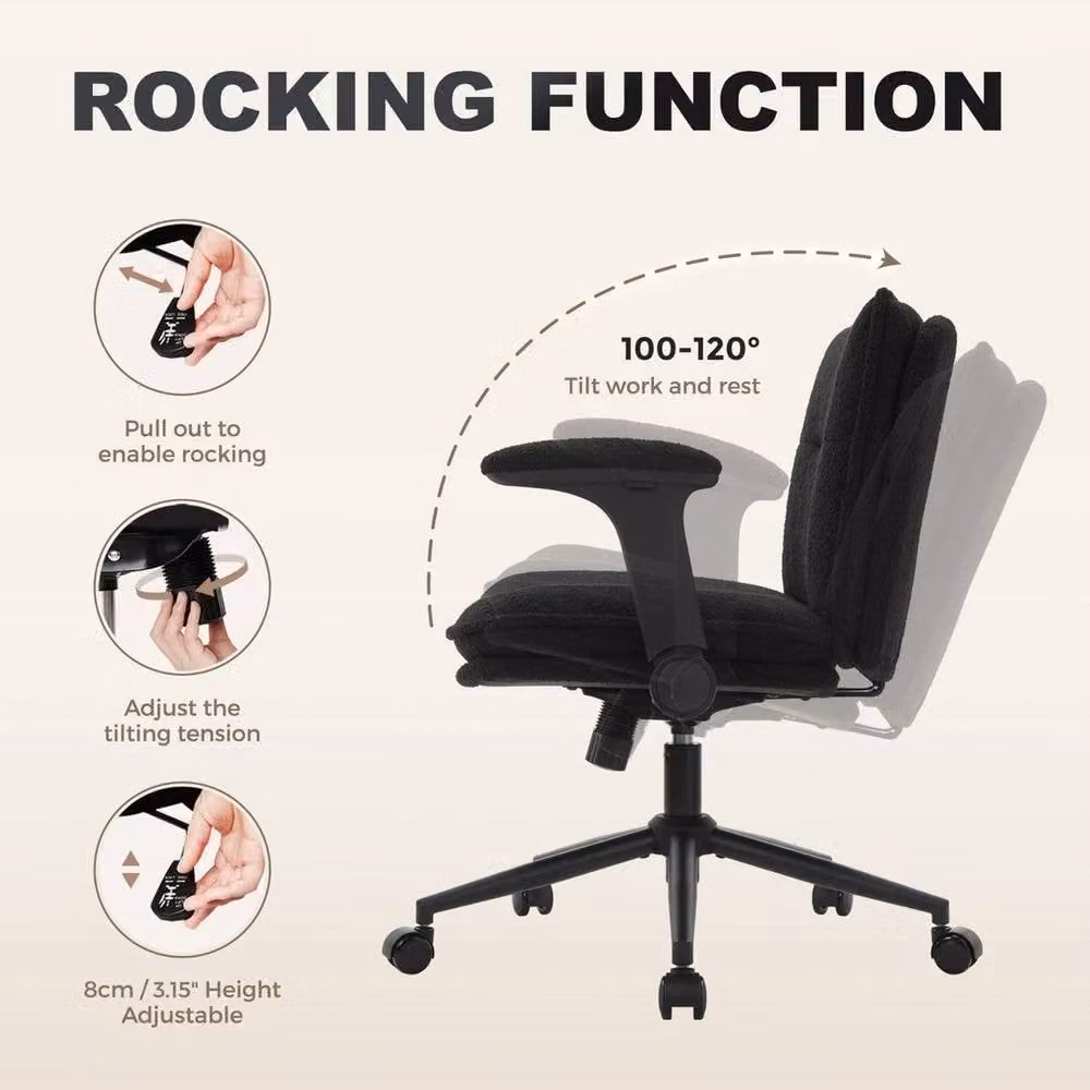 KORVIXA Black Ergonomic Accent Chair with Flip-Up Arms and Metal Frame, W/D: 100 x 100 cm – 2