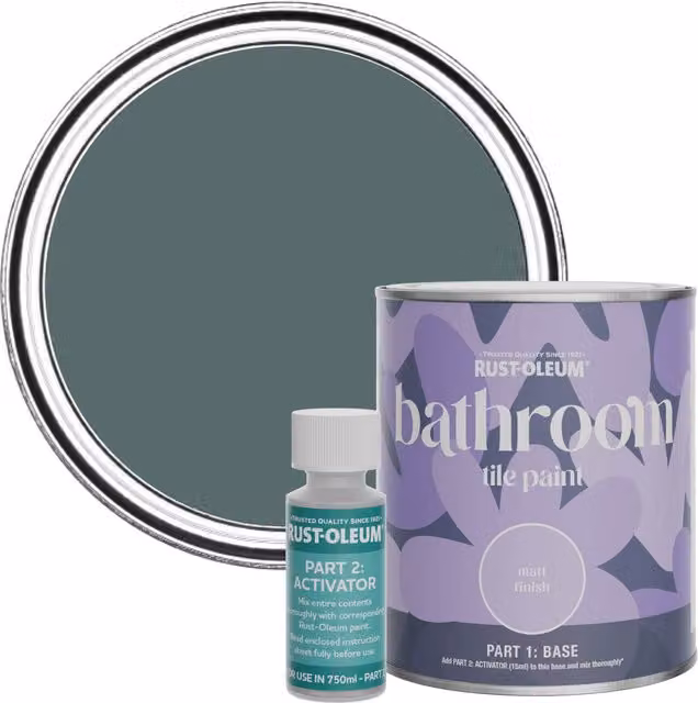 Rust-Oleum Bathroom Tile Paint in Matt Finish, Deep Sea Green, 750ml