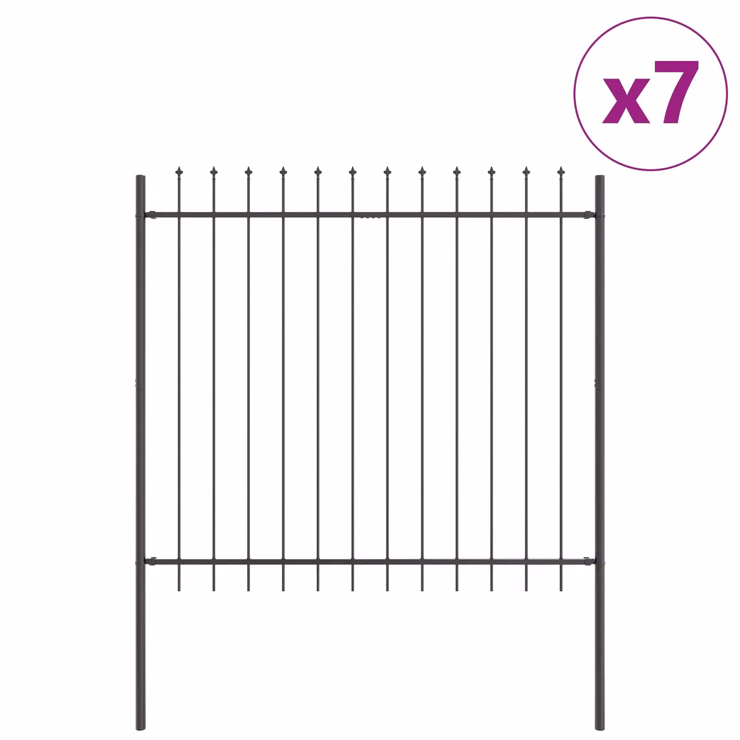 Berkfield Steel Garden Fence with Spear Top in Grey, 11.9 x 1.5 m – 2