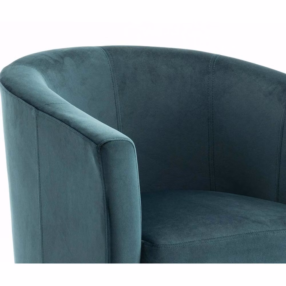 NESTLUNE Dark Green Velvet Tub Chair with Black Legs – 5
