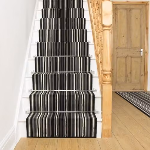 runrug Soft and Durable Stair Runner in Black, W: 70 cm, L: 720 cm – 1