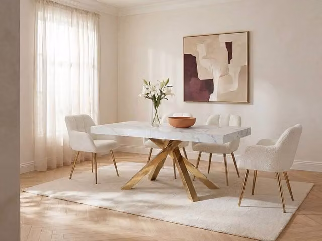 Vente-unique Extendable 6-10 Seater Rectangular Dining Table in White MDF and Metal – 1