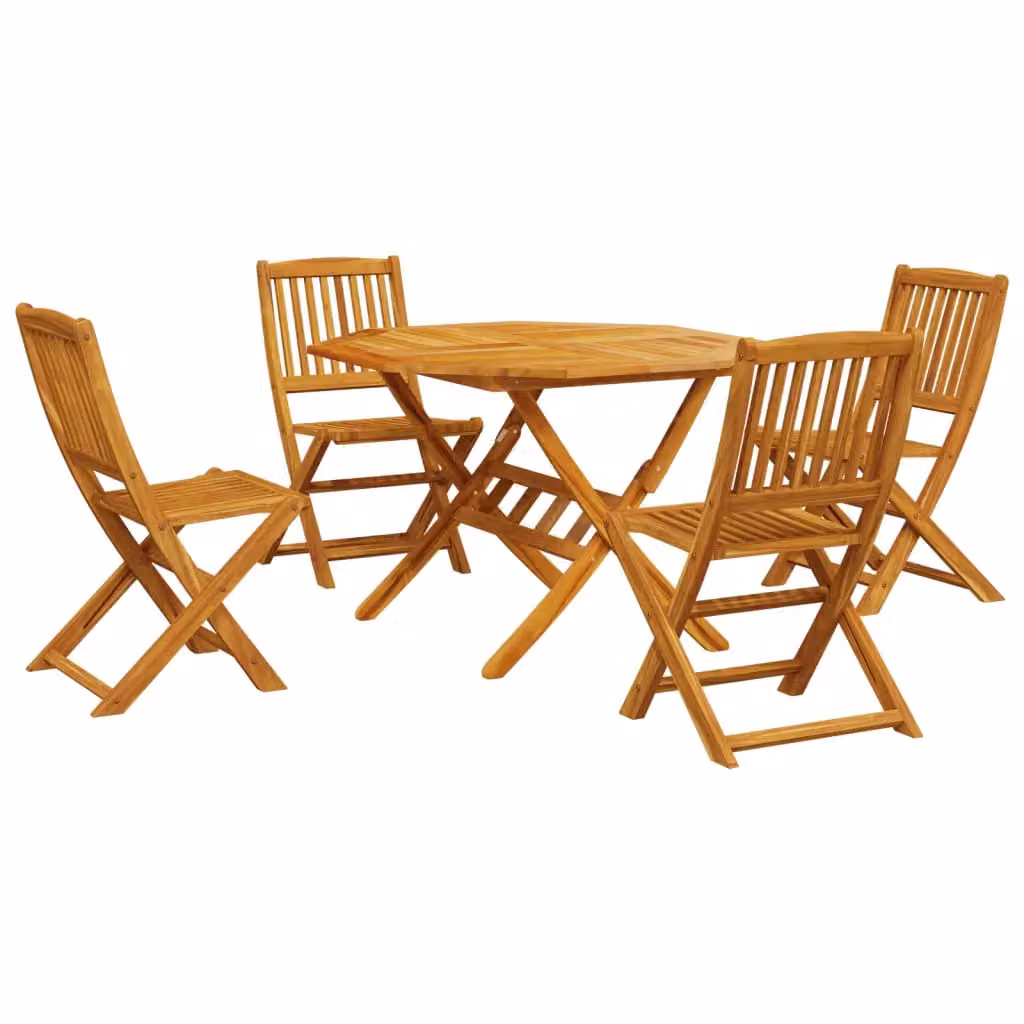 Berkfield Home 5 Piece Folding Garden Dining Set in Brown Solid Acacia Wood – 2