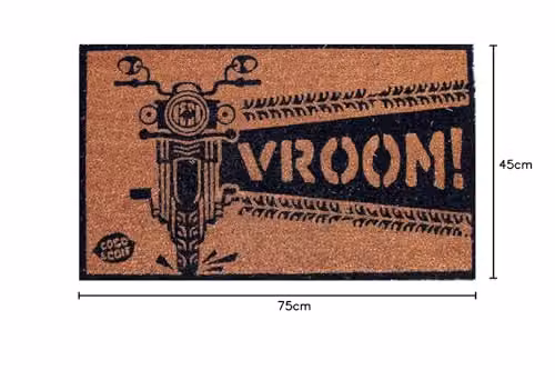 Coco&Coir Vroom Non-Slip Weatherproof Coir Door Mat, Black and Brown, W: 45 cm, D: 75 cm, H: 1.5 cm – 3