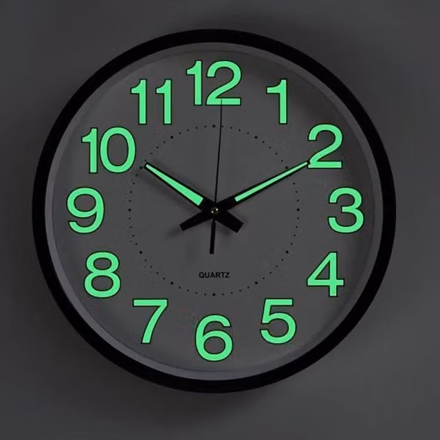 FLAVORA Modern Round Illuminated Digital Wall Clock in Black, Diameter: 30 cm – 1