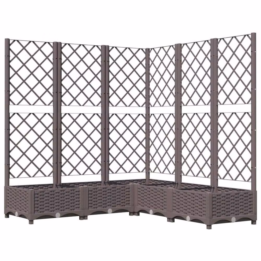 Berkfield Home Garden Planter with Trellis in Brown, W/D/H: 120 x 120 x 121.5 cm – 3
