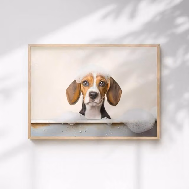 60 SECOND MAKEOVER Baby Puppy Quirky Animal Wall Art Print, Multicolour, A3