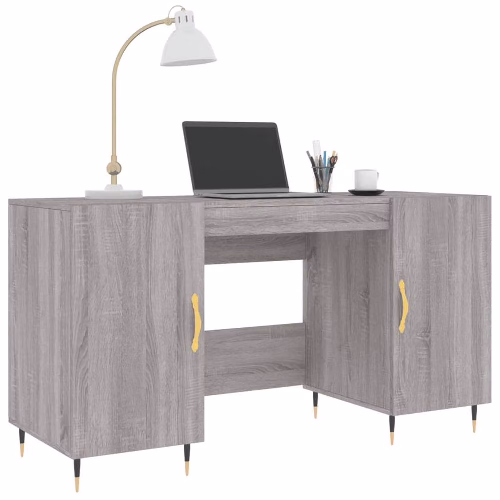 Berkfield Home Writing Desk in Grey Sonoma, W/D/H: 140 x 50 x 75 cm – 3