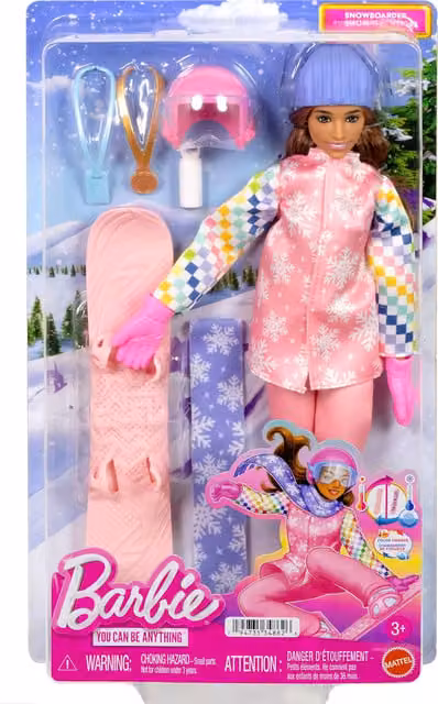 Mattel Barbie Careers Snowboarder Doll with Accessories in Pink and Purple