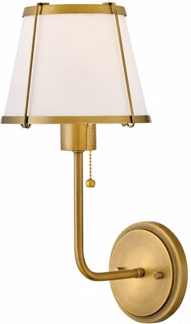 Netlighting Hinkley Clarke Wall Lamp Shade in Darkened Brass and Ivory Linen with E27 Socket