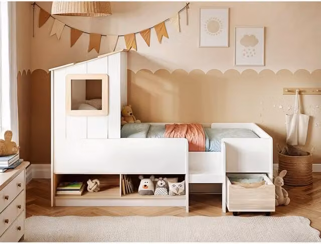 Flair Millie Low Sleeper House Bed with Storage Drawers in White