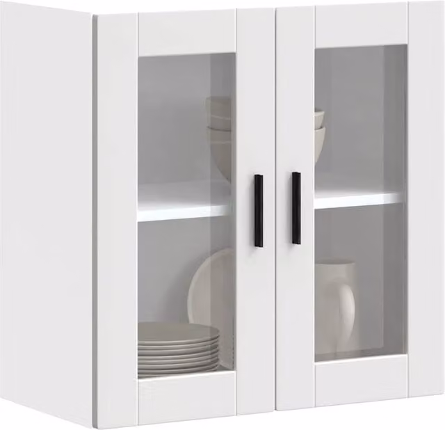 Berkfield Home Modern Matt White Kitchen Wall Cabinet with Glass Doors