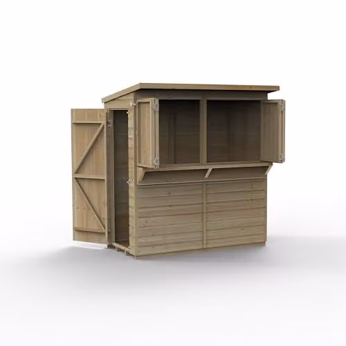 Forest Garden Brown Rustic Pent Outdoor Garden Bar with Floor and Lock, W/D/H: 182.88 x 148.0 x 180.0 cm