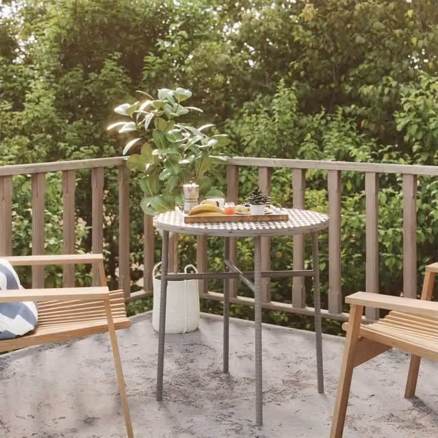 Berkfield Home Grey Poly Rattan Tea Table, Diameter: 45 cm