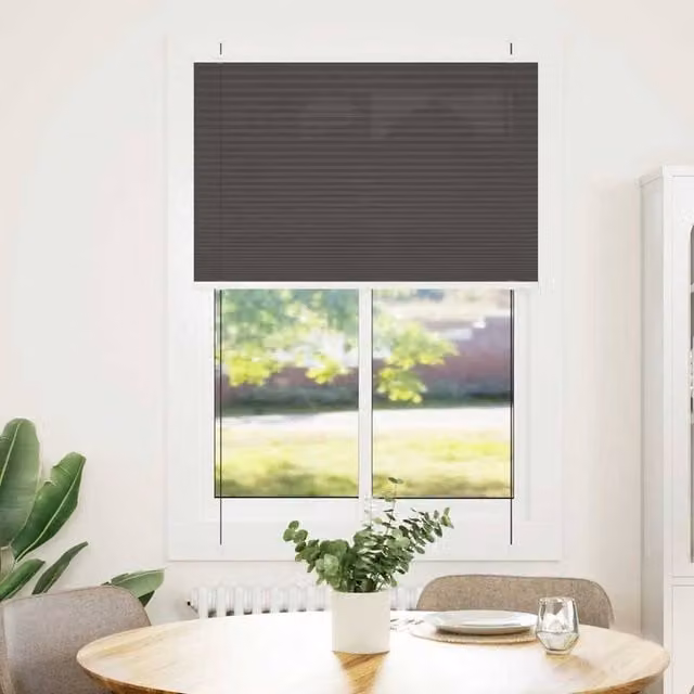 Berkfield Home Black Single Pleat Polyester Fabric Blind, W: 94.4 cm, H: 150 cm – 1