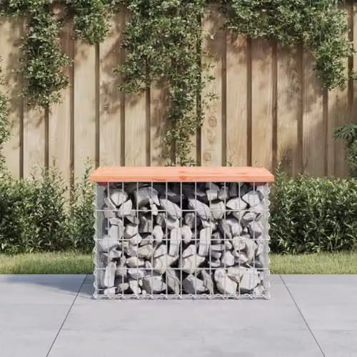 vidaXL Gabion Design Garden Bench in Solid Douglas Wood and Metal, W: 63 cm, D: 44 cm, H: 42 cm – 1