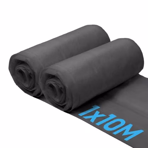 Harbour Housewares 50gsm Weed Control Fabric, Black, 2 Rolls of W: 1 m, L: 10 m each – 1