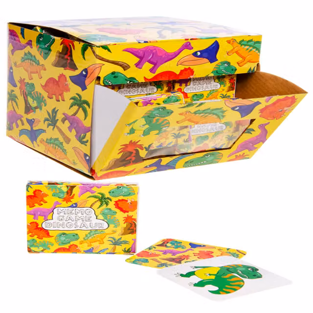 LG-Imports Pack of 12 Dinosaur Mini Memory Matching Card Games with 28 Cards, Multicolour and White