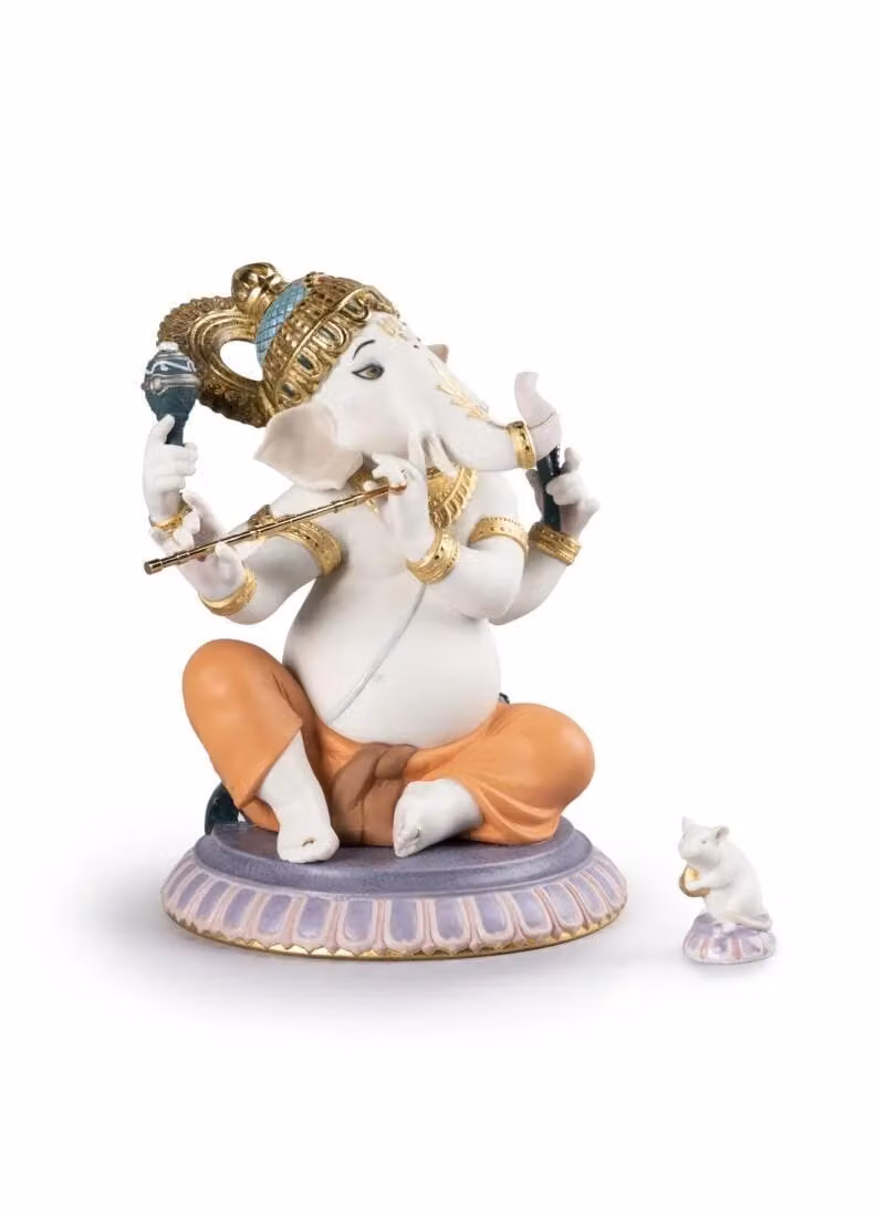 Lladró Bansuri Ganesha Limited Edition White Porcelain Figurine