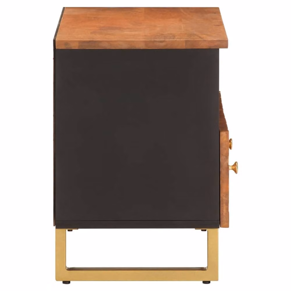 Berkfield Home Mango Wood TV Cabinet in Brown and Black, W: 70 cm, D: 33.5 cm, H: 46 cm – 4