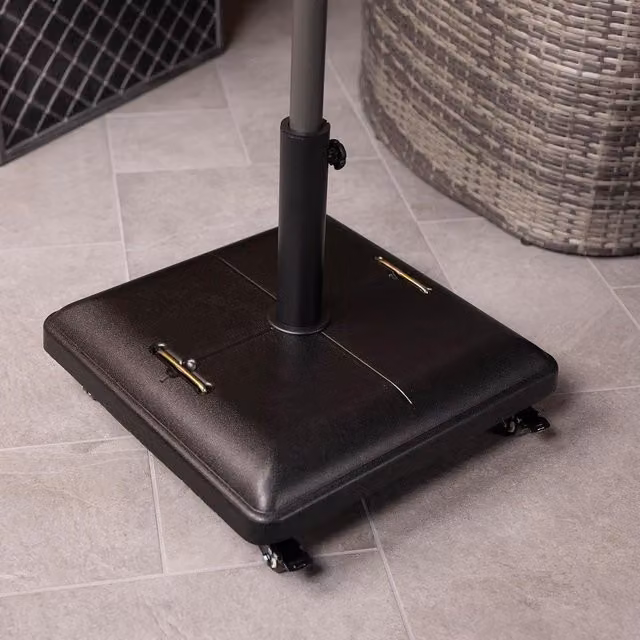Charles Bentley Black Square Concrete Parasol Base with Wheels – 1