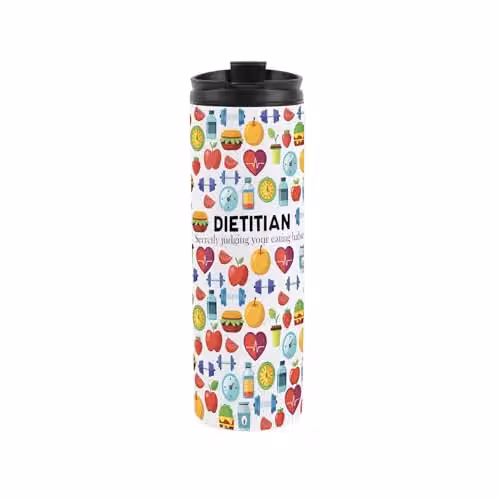 Purely Home Dietitian Travel Mug, Multicoloured Reusable Stainless Steel Vacuum-Sealed Double-Walled Flask, 500ml