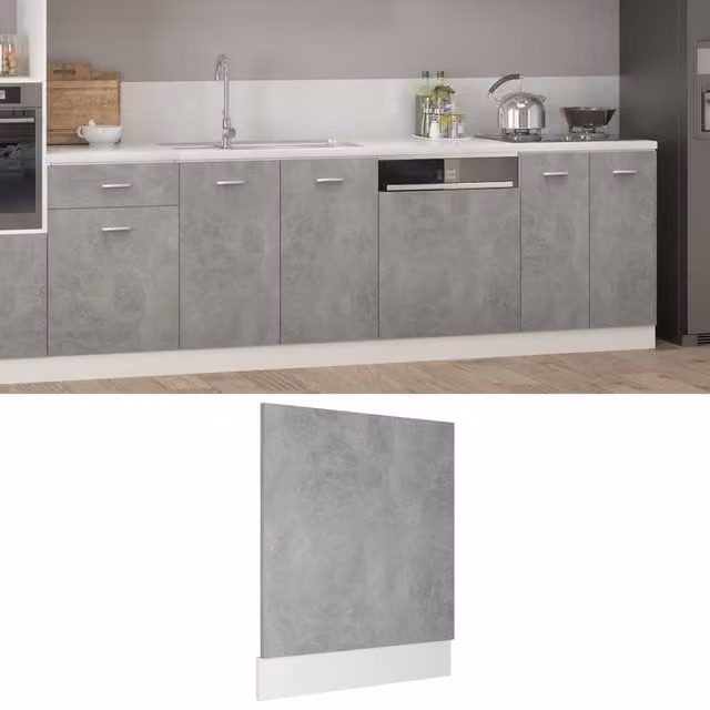 Berkfield Home Dishwasher Panel in Concrete Grey, Engineered Wood, W: 59.5 cm, D: 3 cm, H: 67 cm – 1