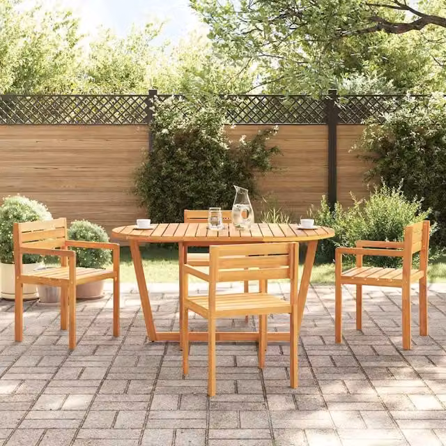 Berkfield Home Garden Oval Acacia Wood Dining Table in Brown, W/D/H: 150 x 90 x 75 cm – 1