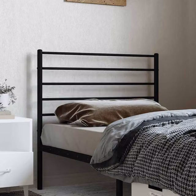 Berkfield Home Matt Black Metal Headboard, Width: 107 cm