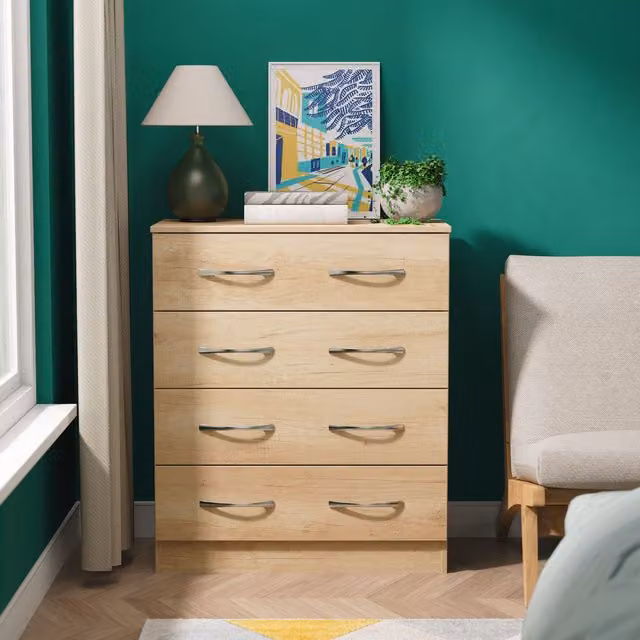 Ready Assembled 2 U Hampshire 4 Drawer Chest in Light Brown